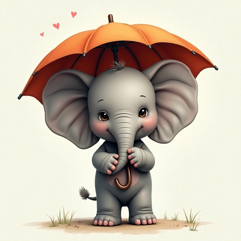 Little Elephant with Umbrella